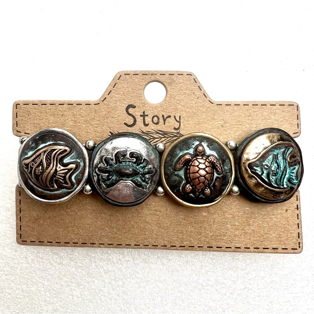 NWT STORY by DAVINCI SEA LIFE METAL STRETCH BRACELET